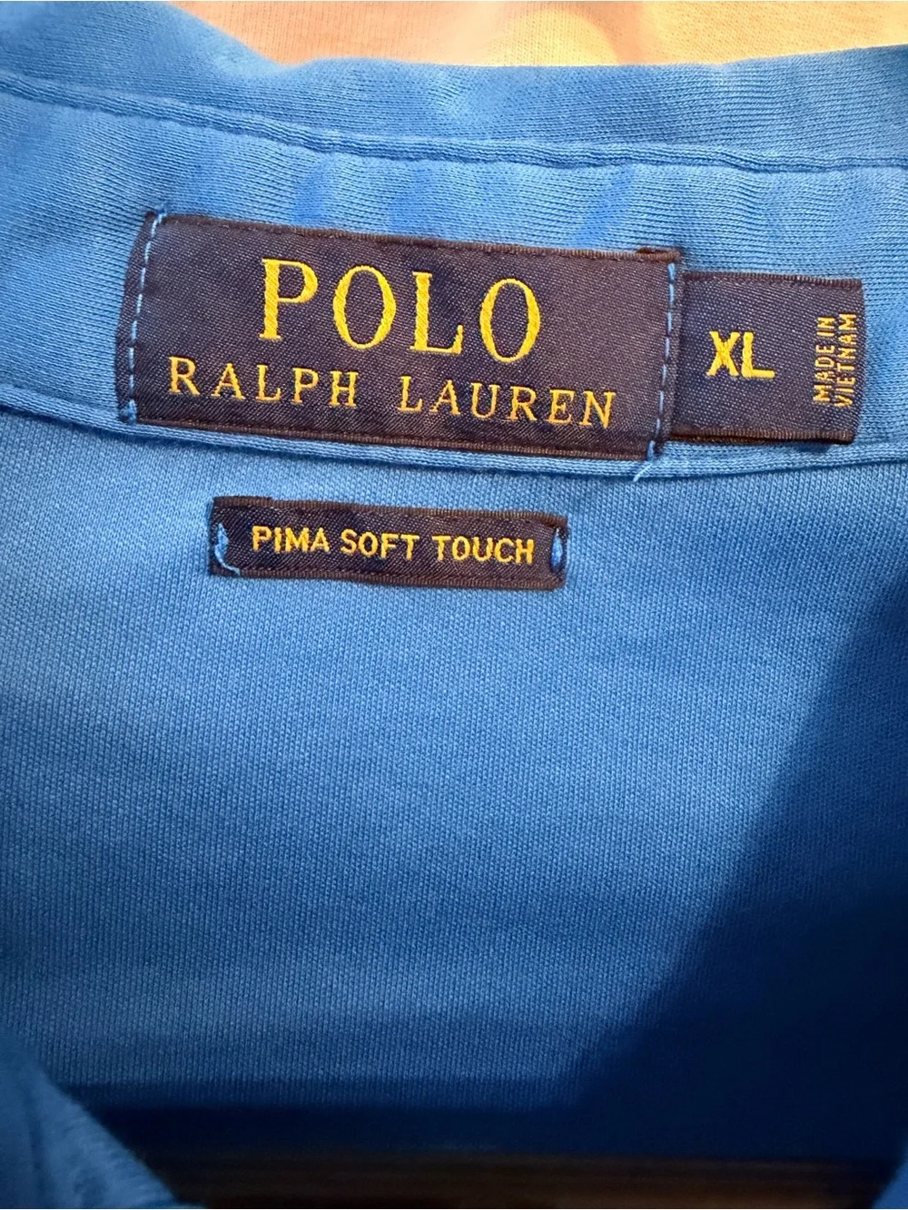 🌼Ralph Lauren Pima Soft Touch Blue Polo with White Logo